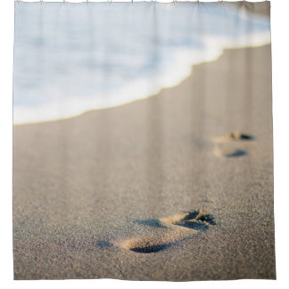 Footprints on a Sandy Beach Shower Curtain