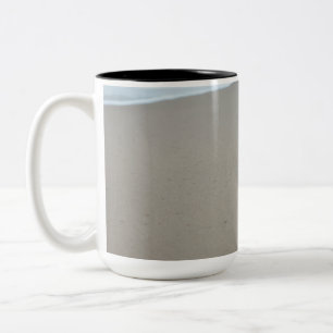 Footprints on a white beach in Mozambique Two-Tone Coffee Mug