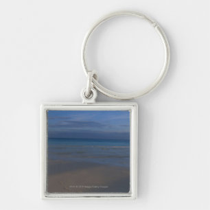 Footprints on beach key ring