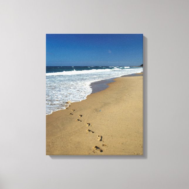 Footprints On Beach, Mabibi, Thongaland Canvas Print (Front)
