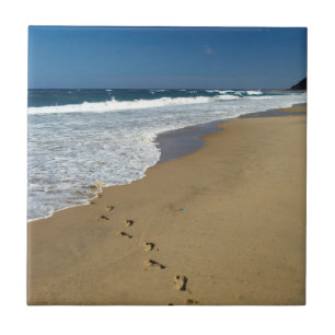 Footprints On Beach, Mabibi, Thongaland Tile