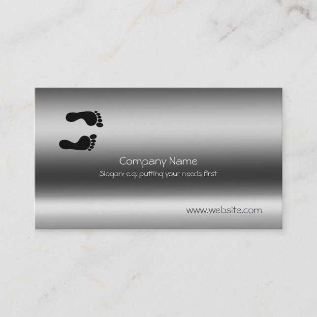 Footprints on Metallic-look template Business Card (Front)