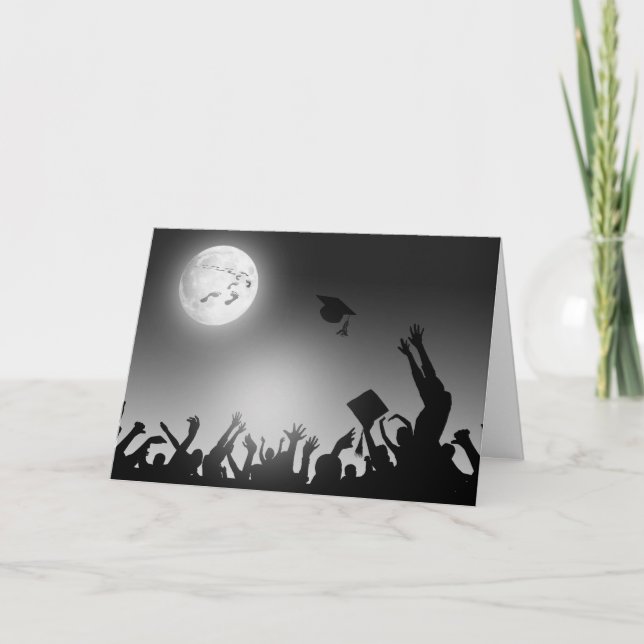 Footprints On Moon Graduation Card (Front)