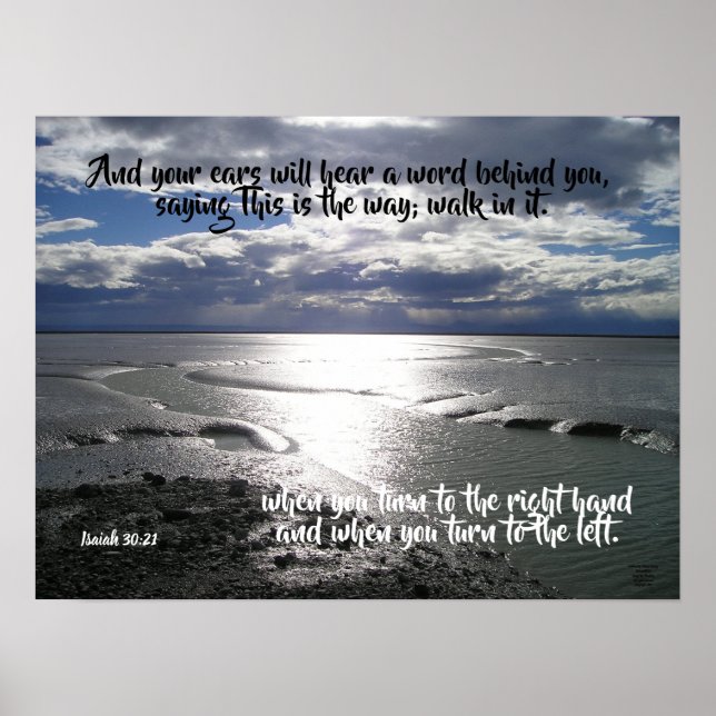 Footprints On Ocean Isiah 30:21 Poster (Front)