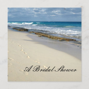 Footprints on the beach bridal shower invitations