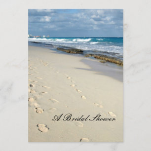 Footprints on the beach bridal shower invitations