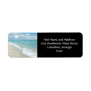 Footprints on White Sandy Beach, Scenic Aqua Blue