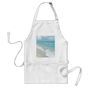 Footprints on White Sandy Beach, Scenic Aqua Blue Standard Apron