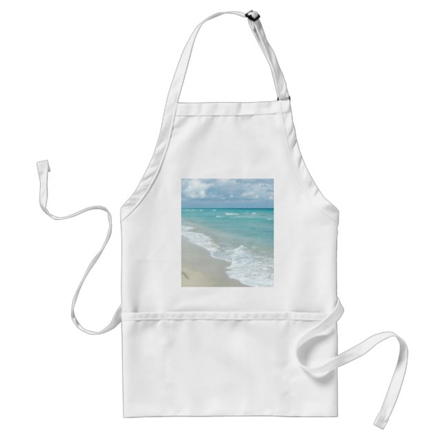Footprints on White Sandy Beach, Scenic Aqua Blue Standard Apron (Front)