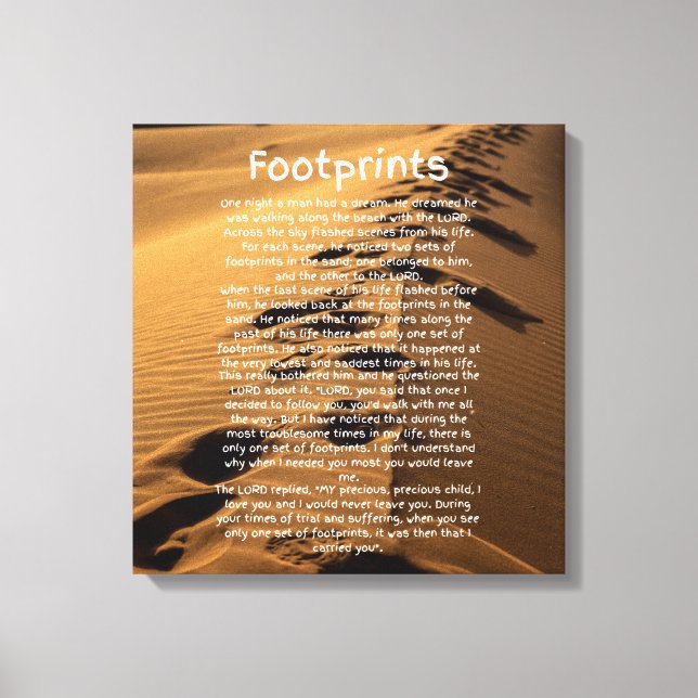 Footprints Prayer Faith Based Canvas Art (Front)