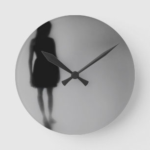 Footprints Vanishing in Fog Round Clock