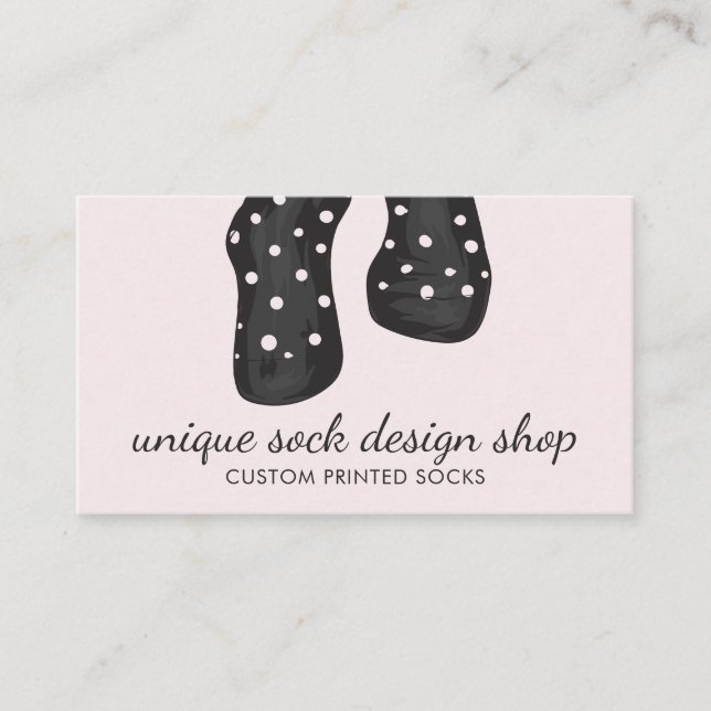 Footwear Girly Polka Dots Sock Business Card (Front)