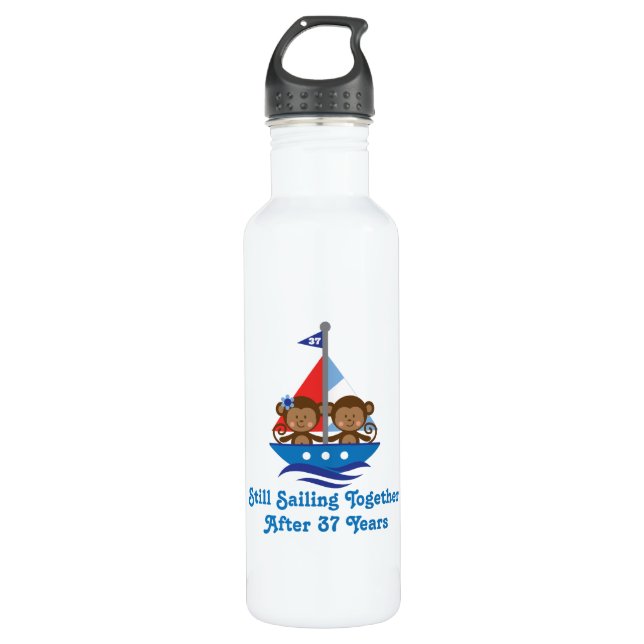 For 37th Wedding Anniversary Monkeys 710 Ml Water Bottle (Front)
