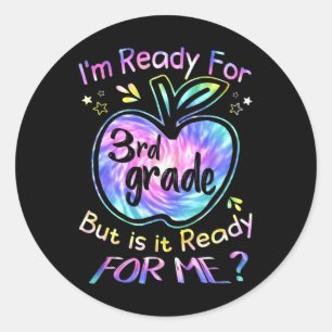 For 3rd Grade Tie Dye Back To School Hello Third G Classic Round Sticker