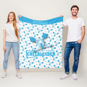 For a Cheerleader -Baby Blue and White Fleece Blanket