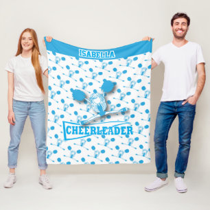 For a Cheerleader -Baby Blue and White Fleece Blanket