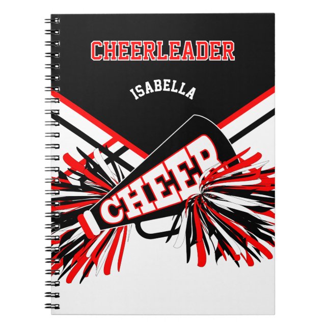 For a Cheerleader - Black, White & Red Notebook (Front)