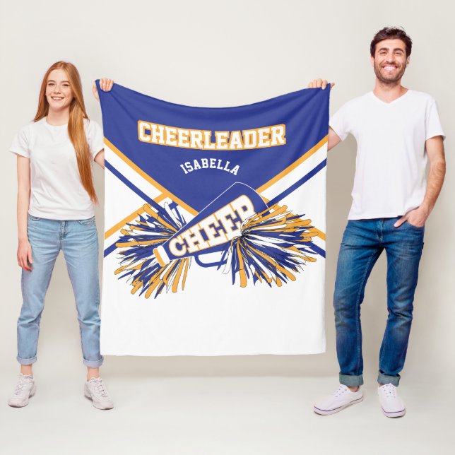 For a Cheerleader 📣 - Blue, Gold & White 2 Fleece Blanket (In Situ)