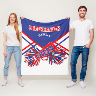 For a Cheerleader 📣 - Blue, White & Red 2 Fleece Blanket