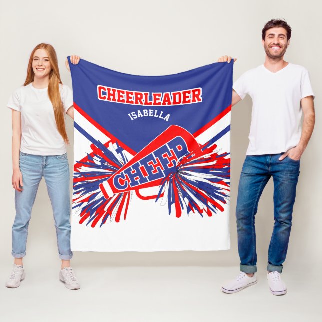 For a Cheerleader 📣 - Blue, White & Red Fleece Blanket (In Situ)