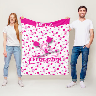 For a Cheerleader - Hot Pink and White Fleece Blanket