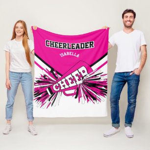 For a Cheerleader 📣 - Hot Pink, White & Black Fleece Blanket