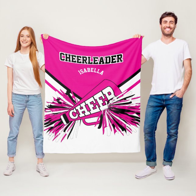 For a Cheerleader 📣 - Hot Pink, White & Black Fleece Blanket (In Situ)