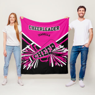 For a Cheerleader  📣 - Hot Pink, White & Black Fleece Blanket