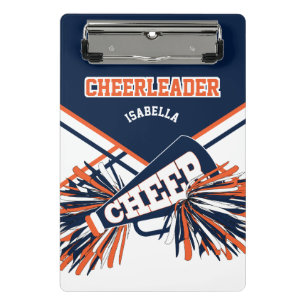 For a Cheerleader - Navy Blue, Orange & White Mini Clipboard