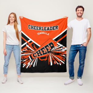 For a Cheerleader 📣 - Orange, Black & White Fleece Blanket