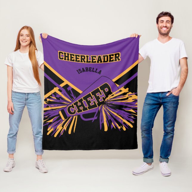 For a Cheerleader 📣 - Purple, Gold & Black Fleece Blanket (In Situ)