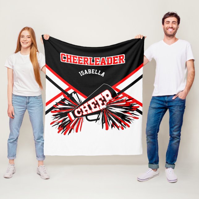 For a Cheerleader 📣- Red, White & Black 2 Fleece Blanket (In Situ)
