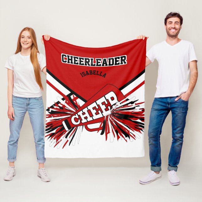 For a Cheerleader 📣 - Red, White & Black Fleece Blanket (In Situ)