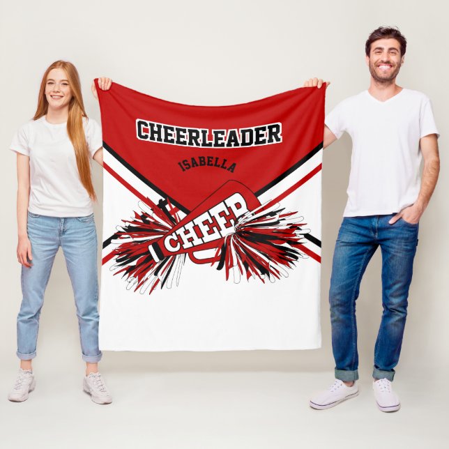 For a 📣 Cheerleader - Red, White & Black - Med. Fleece Blanket (In Situ)