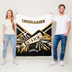 For a Cheerleader 📣 - White, Gold & Black Fleece Blanket