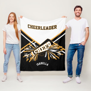 For a 📣 Cheerleader - White, Gold & Black Fleece Blanket
