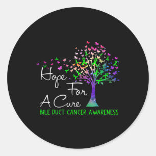 For A Cure Bile Duct Cancer Awareness Tree Ribbon  Classic Round Sticker