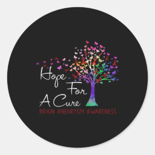 For A Cure Brain Aneurysm Awareness Tree Ribbon Classic Round Sticker