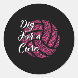 For A Cure Breast Cancer Awareness Volleyball Pink Classic Round Sticker