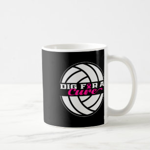 For A Cure Breast Cancer Awareness Volleyball Pink Coffee Mug