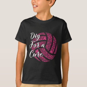For A Cure Breast Cancer Awareness Volleyball Pink T-Shirt