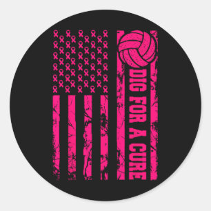 For A Cure Breast Cancer Volleyball Pink American Classic Round Sticker