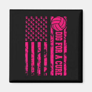 For A Cure Breast Cancer Volleyball Pink American Magnet