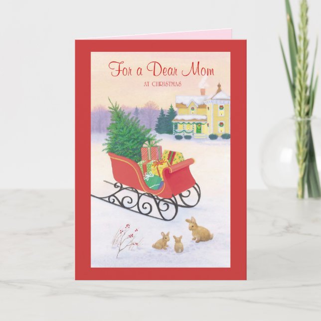 For a Dear Mum at Christmas Holiday Card (Front)