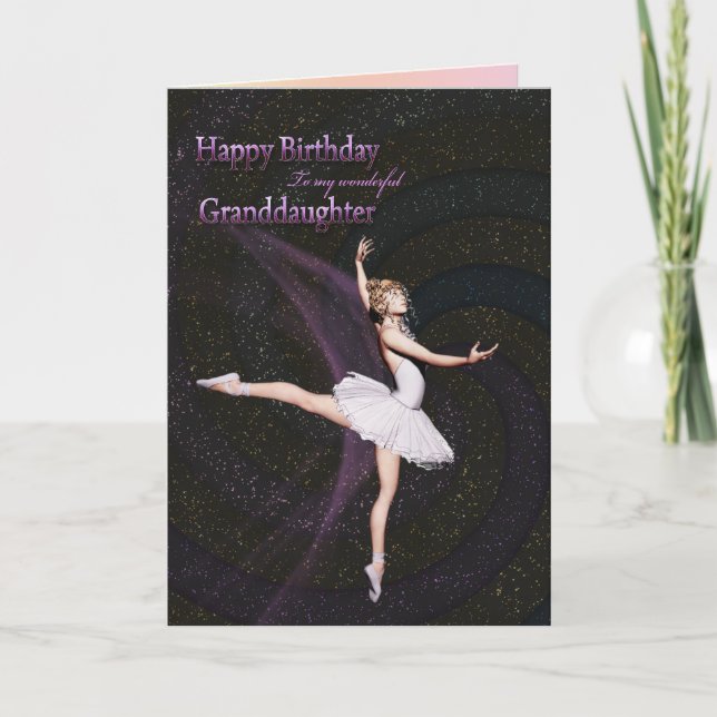 For a granddaughter, a ballerina birthday card (Front)