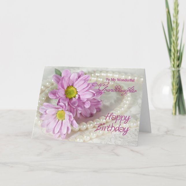 For a granddaughter, a birthday card with daisies (Front)