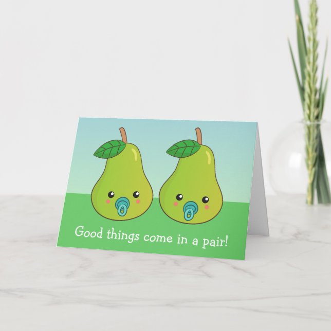 For a mother of twins - A cute pair of pears Card (Front)