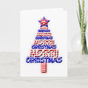 For a Soldier, patriotic Christmas tree Holiday Card