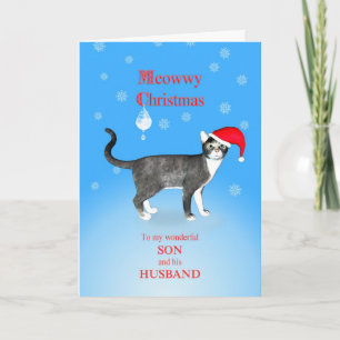 For a son and husband, Meowwy Christmas cat Holiday Card