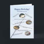 For a son, Fishing jokes birthday card<br><div class="desc">Make you fisherman laugh with these terrible fishy jokes! A birthday card to make any angler groan!</div>